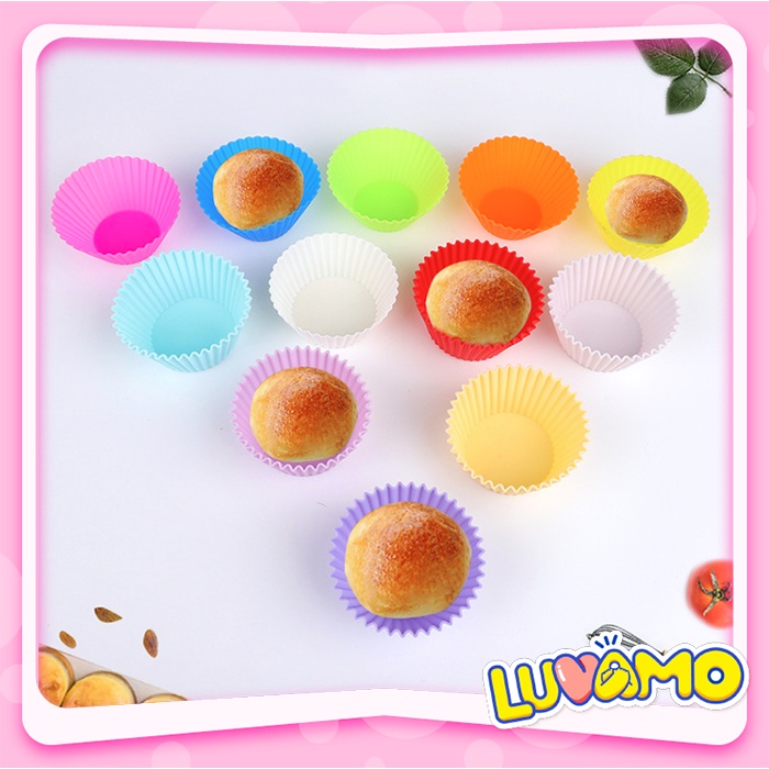 Khuôn cupcake silicon tròn 7cm làm bánh mì munffi bông lan cho bé AD76