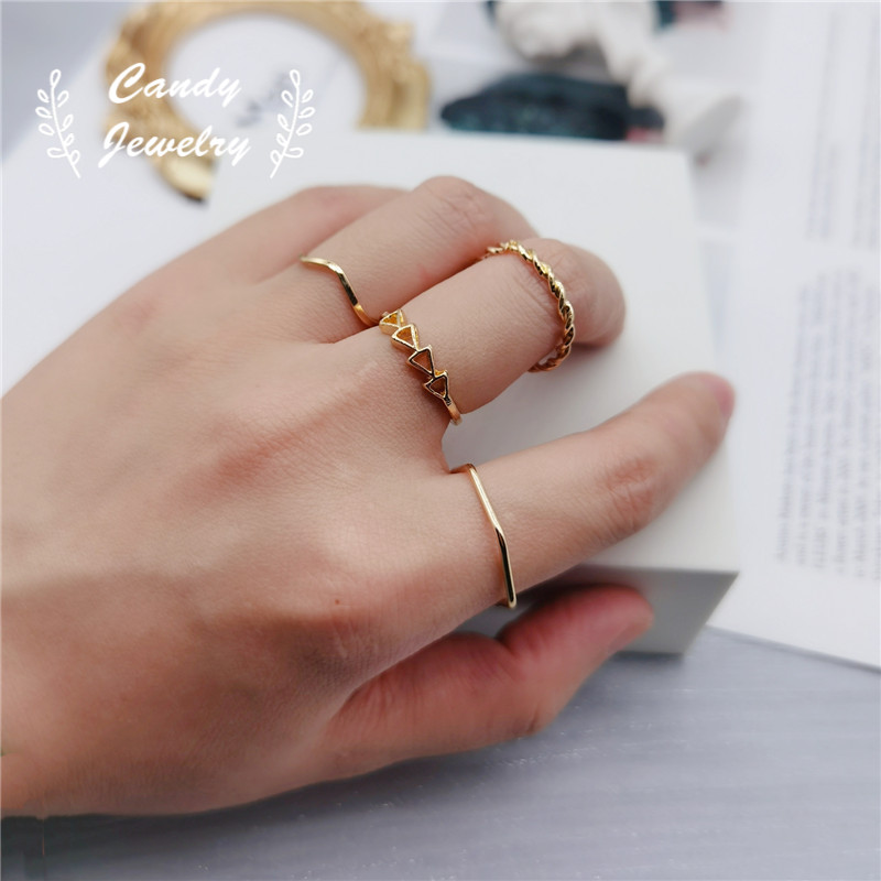 Set 4 nhẫn MANYUE kiểu hở có thể điều chỉnh thời trang cho nữ