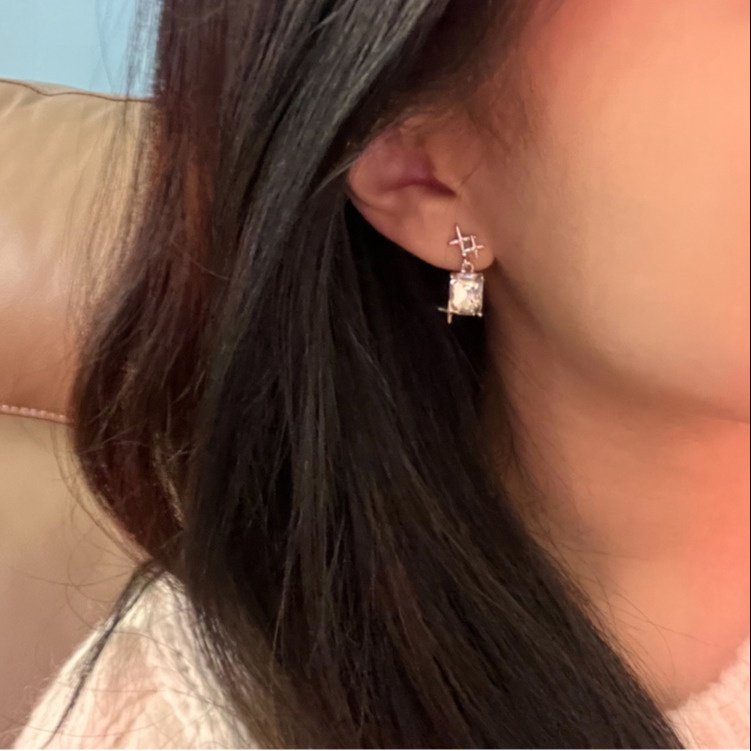 Bông Tai Đính Đá Zircon Đơn Giản Phong Cách Retro