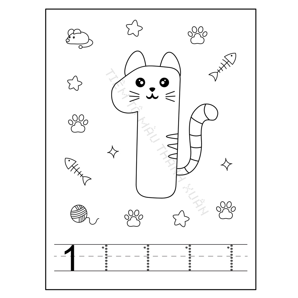 Set 26 Tờ Bảng Chữ Cái Tiếng Anh Và 10 Tờ Chữ Số Hình Mèo Cute Cho Bé - Tiệm Tô Màu Thanh Xuân