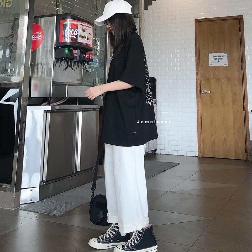 Quần ông rộng kaki cúc trước lưng chun nganunisex