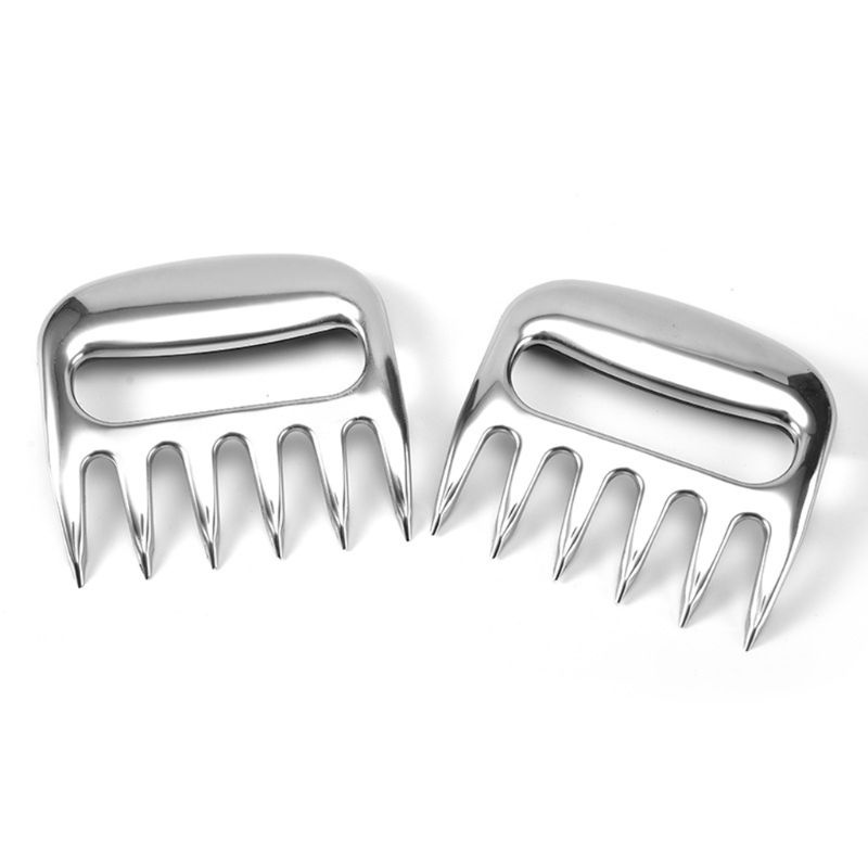 Bộ 2 Dụng Cụ Xé Thịt Nướng Hình Móng Vuốt Gấu Bằng Thép Không Gỉ