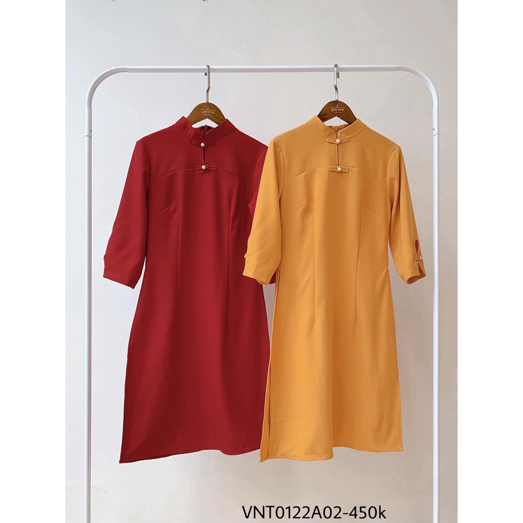 [Mã BMBAU50 giảm 7% đơn 99K] Áo dài nữ cách tân cúc tàu đính trai hàng thiết kế vnt0122a02 by germe