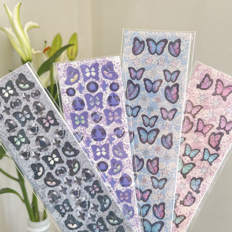 Miếng dán bằng chất liệu PET chống thấm nước họa tiết bươm bướm xinh xắn dùng trang trí thủ công
