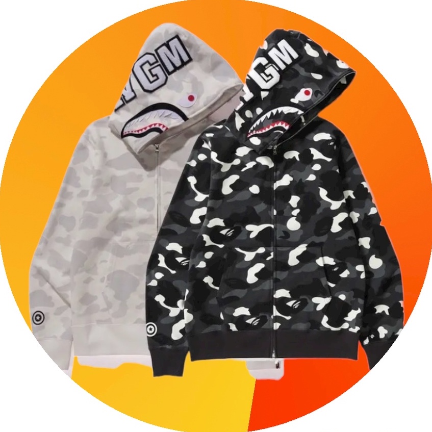Áo Khoác Hoodie Bape Có Mũ Chất Nỉ Hỏa Tiết Thời Trang Nam