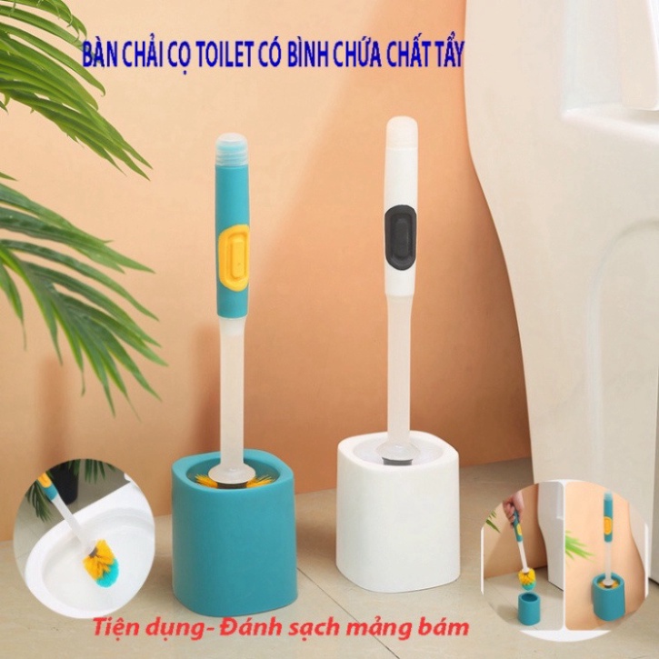 Chổi cọ toilet silicon thông thái có bình chứa xà bông ứng dụng -Bàn chải chà xát dọn dẹp vệ sinh mọi hẻm bồn cầu