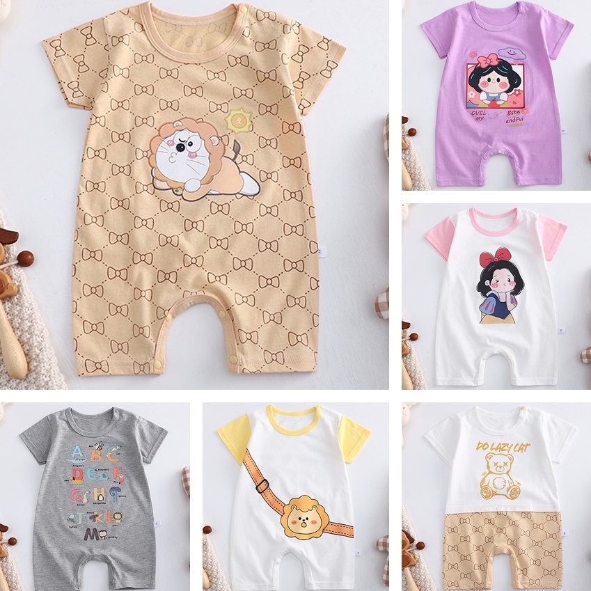 Bộ Đồ Liền Thân Cotton Ngắn Tay Dễ Thương Cho Bé