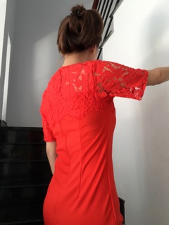 Đầm Đuôi Cá Phối Ren Đỏ Đen