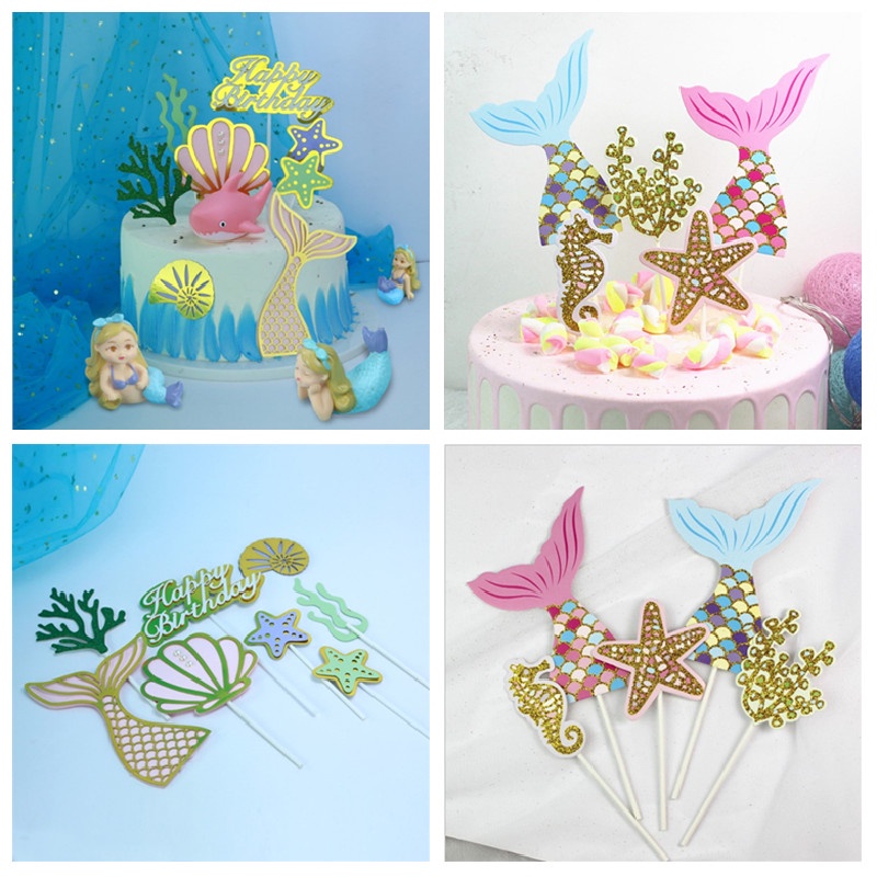 1 Bộ Phụ Kiện Cắm Bánh Sinh Nhật Hình Cá Mập Hoạt Hình Trang Trí Tiệc Sinh Nhật