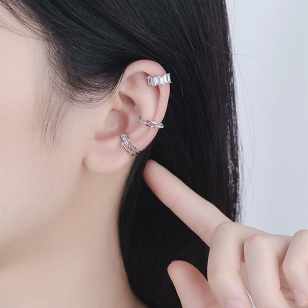 Khuyên Kẹp Tai Không Xỏ Lỗ Kiểu Dáng Hình Học Đơn Giản Hợp Thời Trang Cho Nữ