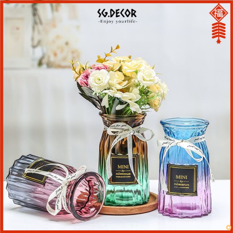 Lọ hoa thủy tinh cắm hoa decor xinh xắn trang trí bàn làm việc phòng khách phong cách vintage nhẹ nhà bình hoa cao cấp