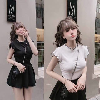 Áo croptop ❄ freeship ❄ áo thun cổ cuốn biên thời trang xixo - atn0035