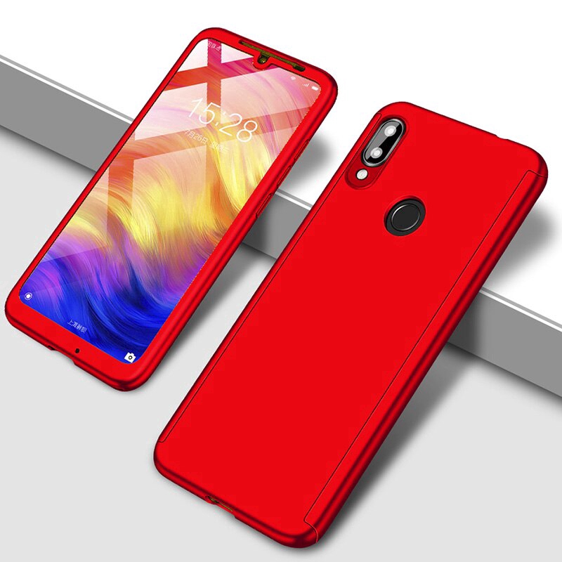 Ốp điện thoại kính cường lực phối PC cứng bảo vệ toàn diện dành cho Xiaomi Redmi Note 8 Pro Note 7 6 5 4X