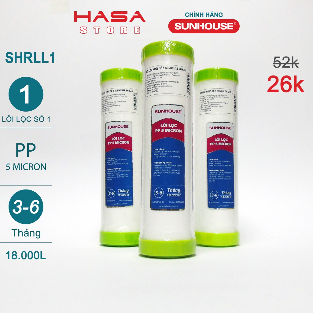 [CHÍNH HÃNG] Lõi Lọc Nước Số 1 SUNHOUSE - PP 5 Micron - SHRLL1