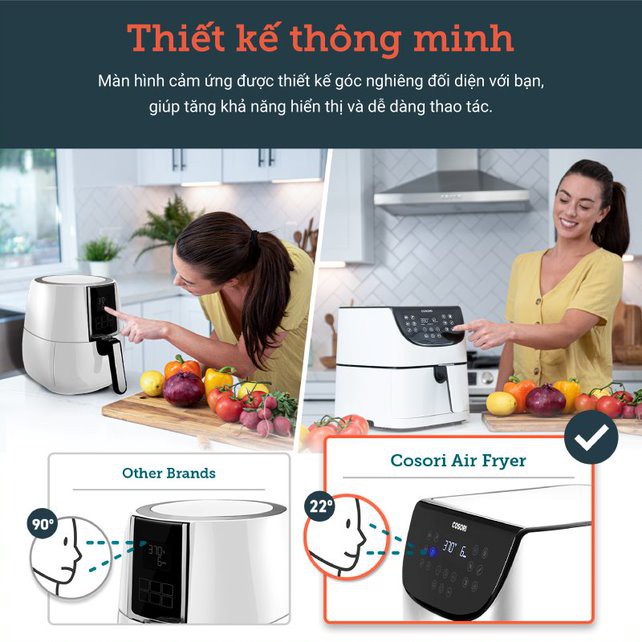 COSORI, NỒI CHIÊN KHÔNG DẦU ĐIỆN TỬ (AIR FRYER), MÀU TRẮNG, 5.8 Qt / 5.5 Lít