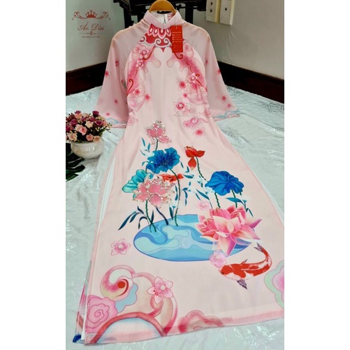 🥰 Áo dài tơ óng cao cấp đẹp kết hoa nổi cầu kì sang chảnh hàng thiết kế