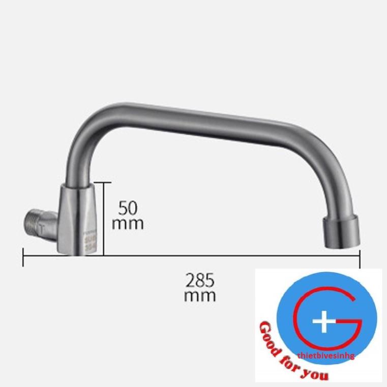 Vòi nước rửa chén bát  gắn tường inox 304 - vòi bếp công nghiệp xoay 360 độ