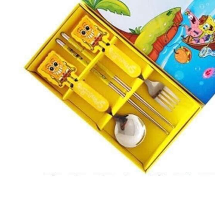 Bộ thìa dĩa đũa xỏ ngón tập ăn 3 món inox cho bé-giadungsieure