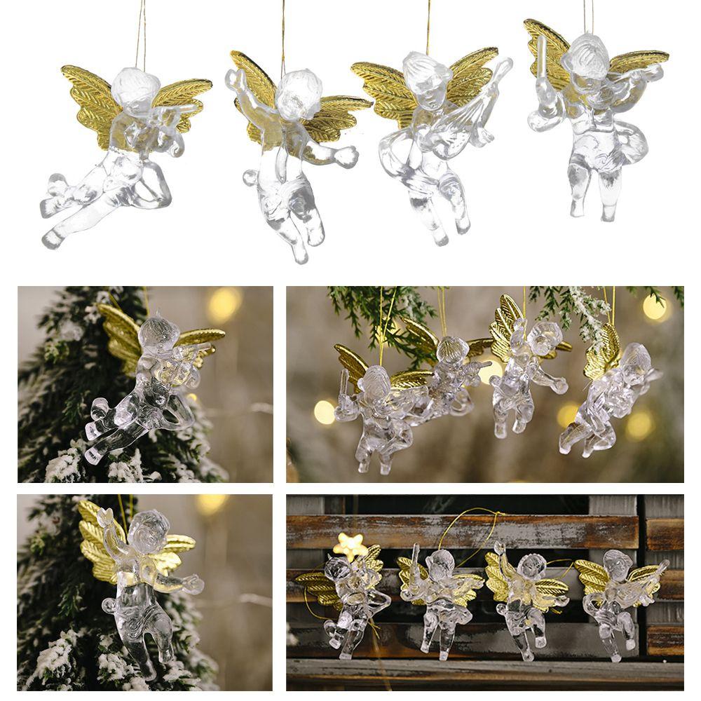 Conopery CONOPERY Set 4 / 6 Phụ Kiện Treo Trang Trí Giáng Sinh Năm Mới Hình Thiên Thần Đáng Yêu