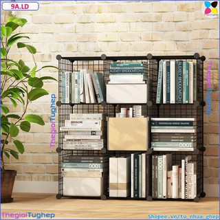 TỦ 9 Ô BẰNG LƯỚI SẮT GHÉP ĐỂ SÁCH VỞ
