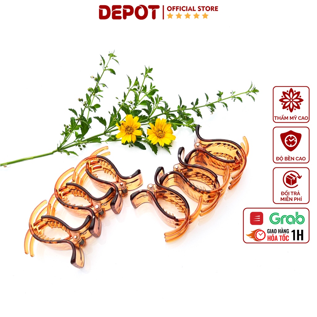 Set 12 kẹp càng cua 3 răng 5 răng DEPOT, kẹp tóc càng cua tạo xoăn nhẹ phong cách Hàn Quốc