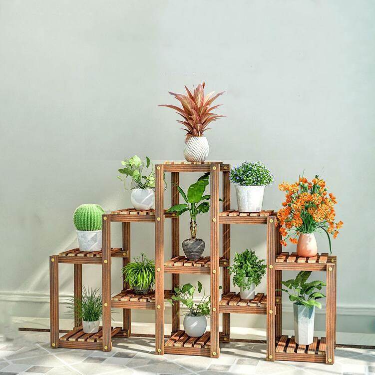 ○Giá đỡ hoa trong nhà có bánh xe bằng gỗ cứng cộng với thực vật chống ăn mòn sân ngoài trời Ưu đãi đặc biệt nhiề