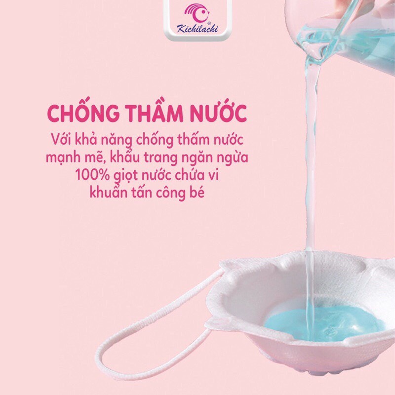 Túi 3 khẩu trang 3D gấu Kichilachi có thể điều chỉnh quai cho bé từ 1-6 tuổi