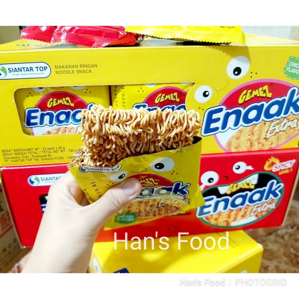 [SG] THÙNG 24 GÓI SNACK MÌ GÀ ĂN SỐNG: Mì Enaak vàng / Mì Enaak đỏ cay cấp độ 1