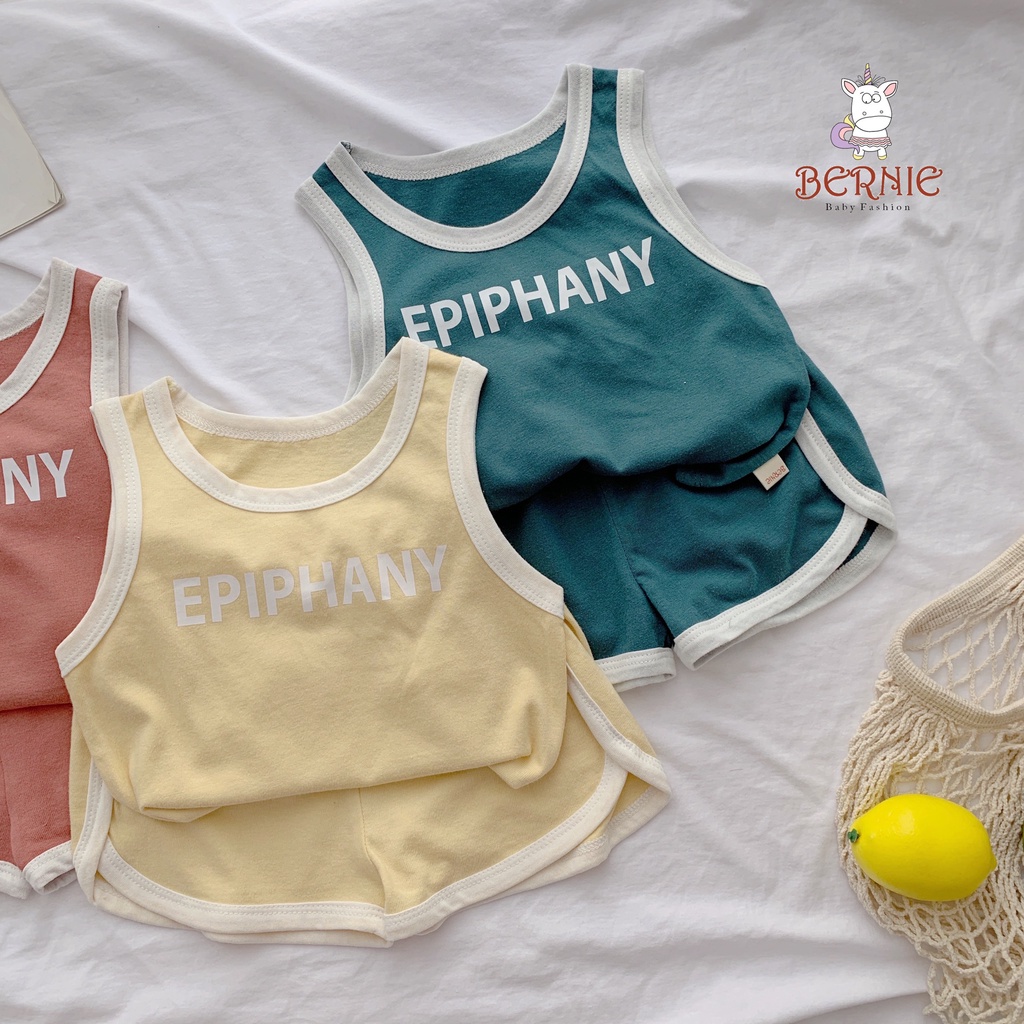 Bộ ba lỗ unisex thể thao cho bé, bộ thun không tay cotton mềm trơn màu