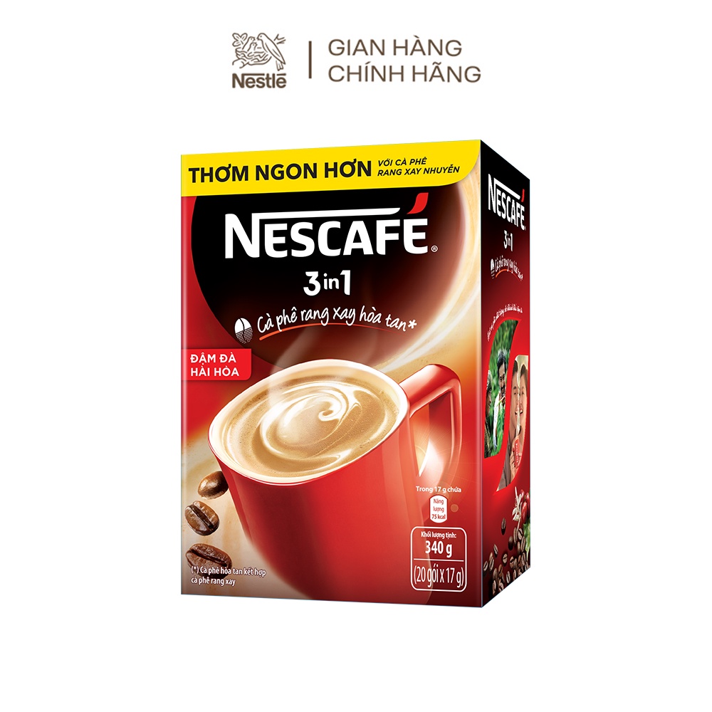 [Tặng 2 ly sứ pastel màu ngẫu nhiên]Combo 2 hộp cà phê Nescafe 3in1: Đậm đà hài hòa và Đậm vị cà phê (Hộp 20 gói x 17g) | BigBuy360 - bigbuy360.vn