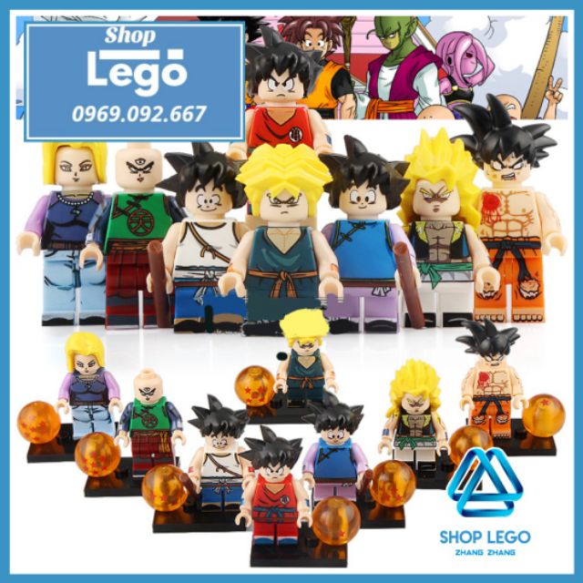 Xếp hình mô hình ngọc rồng Dragon Balls Goten - Gotenks- Trunks - Tien Shinhan - Android 18 Minifigures POGO PG8166