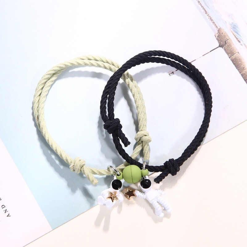 Set vòng đeo tay nam châm phi hành gia dây bện/ Vòng đôi có nam châm( 1 set gồm 2 vòng có thể điều chỉnh size) | BigBuy360 - bigbuy360.vn