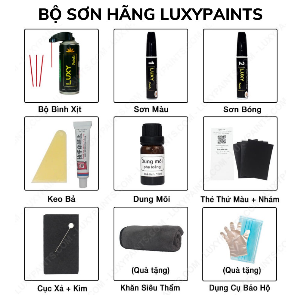 Sơn Xe Ô Tô Màu Đen Trắng Đỏ Bạc Vàng Xanh Nâu Xám, Bộ Sơn Xóa Vết Xước Xe Oto Đủ Các Dòng Xe Hiệu Quả Cao Dễ Sử Dụng