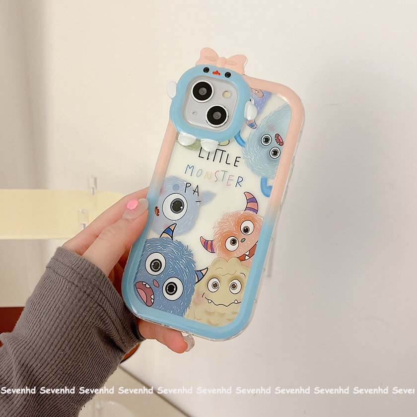 Ốp Điện Thoại Mềm Họa Tiết Quái Vật Nhỏ Bảo Vệ Ống Kính Cho iPhone 14 13 12 11 Pro Max Xs Max Xr X 7 8 6 6s Plus