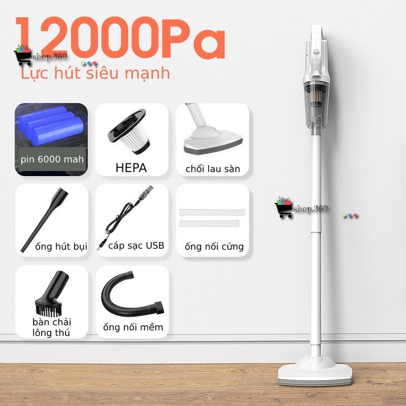 Máy Hút Bụi Cầm Tay Không Dây LT-106EG, Máy Hút Bụi Sàn Nhà Giường Nệm, Ô Tô Lực Hút 12000Pa, Pin 6000 mAh