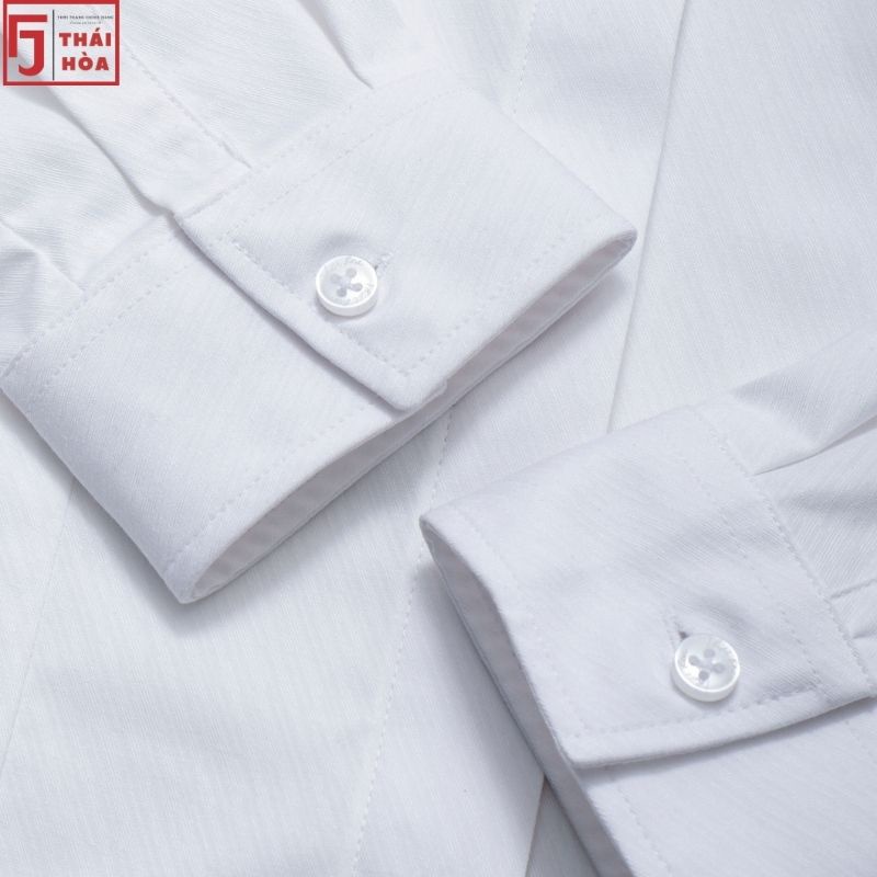 Áo sơ mi nữ Thái Hoà cao cấp sợi tre vân chìm đẹp công sở trắng 772-01-02