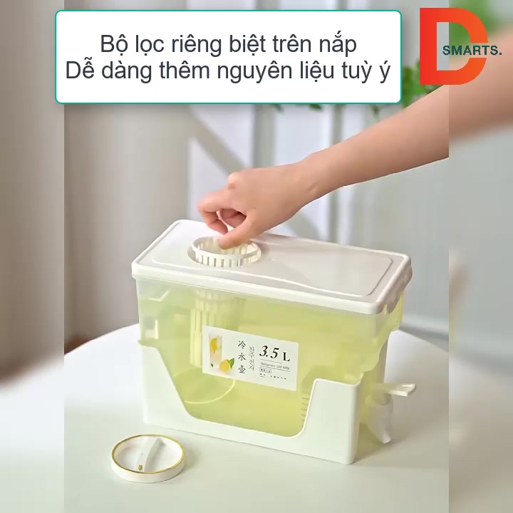 Bình đựng nước có vòi 3,5l tích hơp khay lọc và chân kê tháo lắp đa năng, Bình đựng nước để tủ lạnh có nút theo dõi ngày | BigBuy360 - bigbuy360.vn