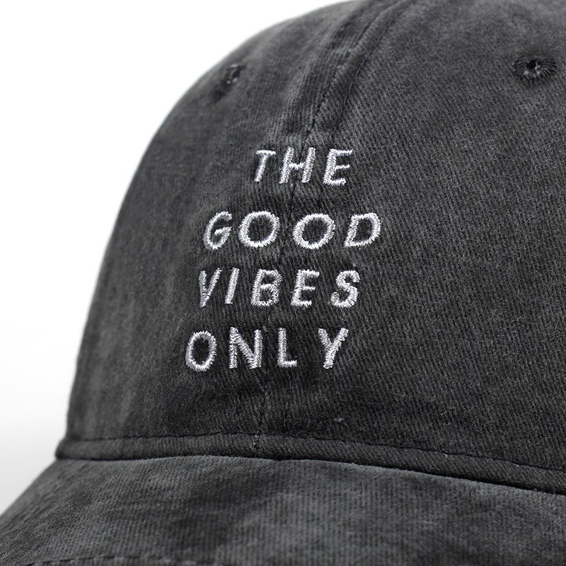 Mũ lưỡi trai phiên bản Hàn Quốc giặt mũ cao bồi thêu the good vibes only hat mũ thời trang nam mũ lưỡi trai nữ mũ lưỡi trai bình thường