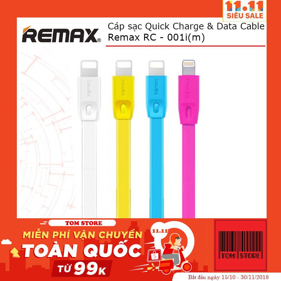 [HÀ NỘI]Cáp sạc Quick Charge & Data Cable Remax RC-001 - Bảo Hành 6 tháng