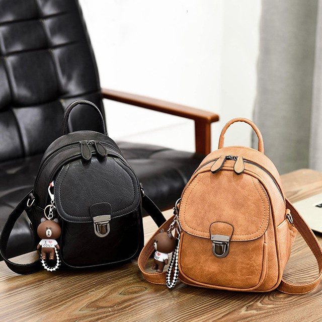 Balo nữ mini, Baloda thời trang tặng kèm gấu kiêm túi xách đeo vai cao cấp, kiểu dáng công sở, kiểu dáng hàn quốc M92