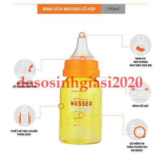 Combo 3 bình sữa Wesser cổ hẹp 60ml - 140ml - 250ml