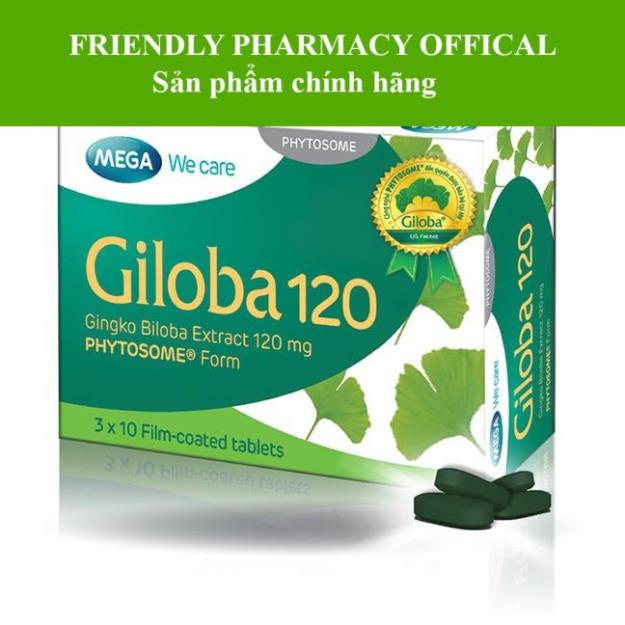 Giloba 120 – Hỗ trợ tăng cường tuần hoàn não , giảm đau đầu, hoa mắt, tiền đình (30 viên)
