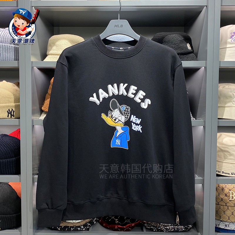 MLB Áo nỉ tay dài in hình Disney thời trang Hàn Quốc