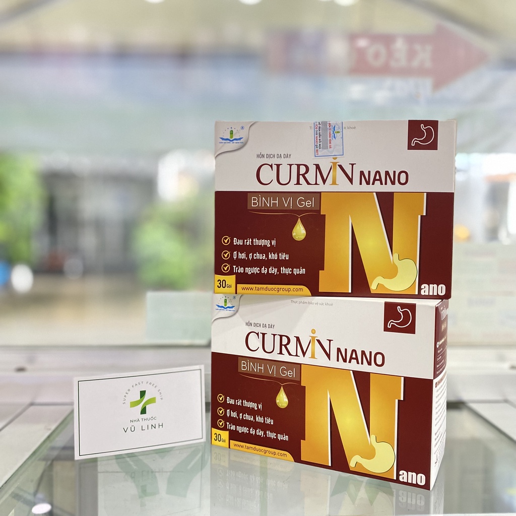 (CHÍNH HÃNG) CURMIN NANO Bình Vị Gel Giảm Ợ Chua, Đau Rát Thượng Vị, Trào Ngược Dạ Dày - Hộp 30 gói