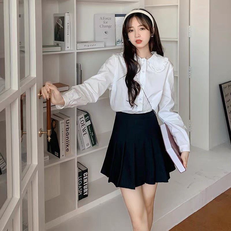 Áo sơ mi nữ tiểu thư cổ phối bèo xinh