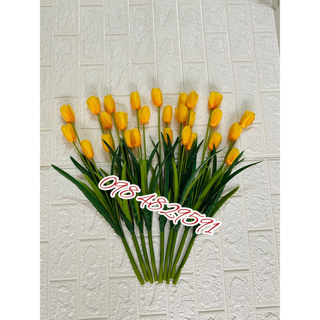 Chùm Tulip 3 bông cao 50cm trồng hàng rào ban công -Hoa giả