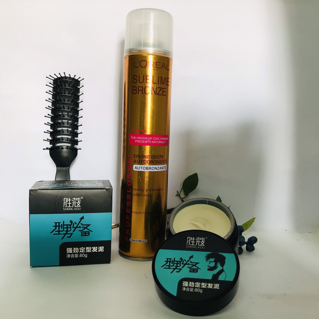 Combo tặng Lược Gôm Xịt Tóc Loreal Sublime Bronze + Sáp Vuốt Tóc SHENG KOU