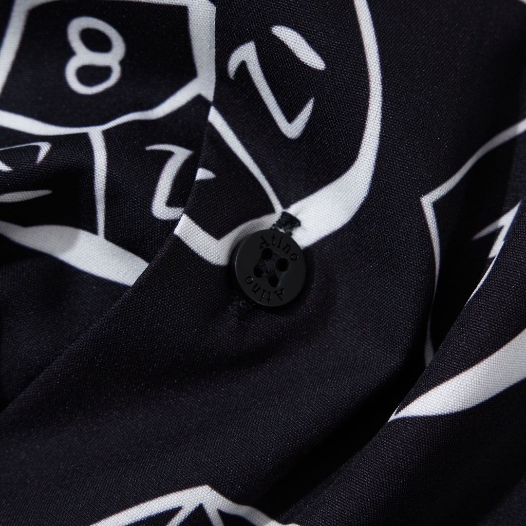 Áo Sơ Mi Cộc Tay Cuban Shirt Họa Tiết DICE nam ATINO vải lụa form regular SM1.4995