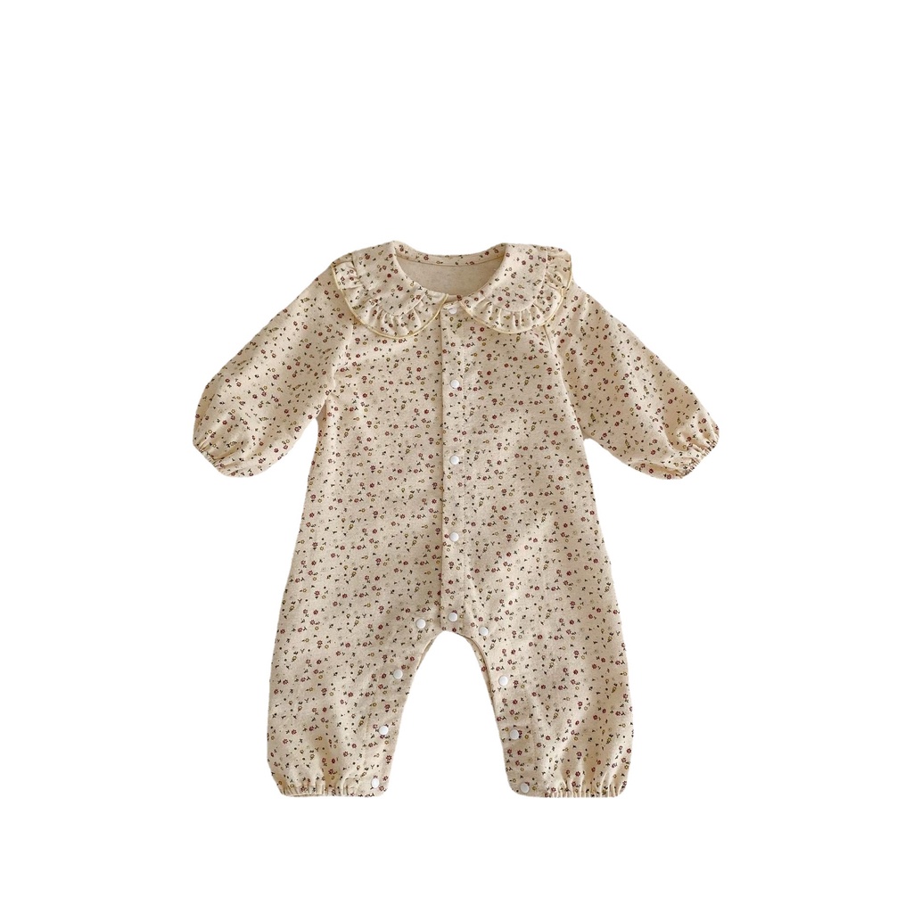 Bộ Áo Liền Quần Cotton Dài Tay Cổ Búp Bê Hở Toàn Diện Thời Trang Mùa Thu Thoải Mái Cho Bé Gái 2022