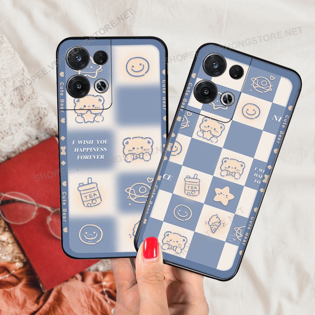 Ốp lưng Oppo Reno 8 4G / Reno 8 5G / Reno 8Z 5G / Reno 8 Pro gấu nấu cực đẹp trái tim cute